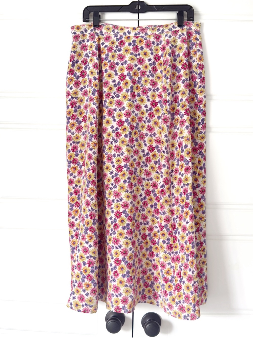 Vintage Talbots Silk Floral Maxi Skirt Womens 16 Button Up Cottagecore Colorful - Picture 6 of 11